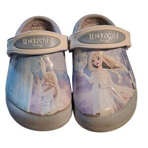 Disney Frozen II Crocs Kids Clogs With Fleece Lining Size C6 White & Blue